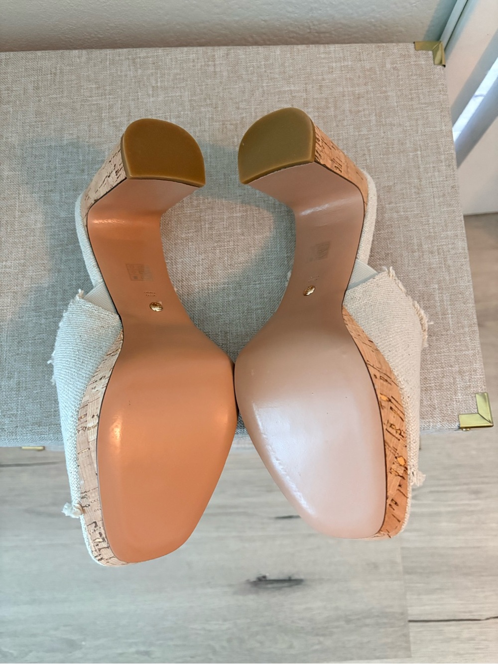 Pelle Moda Natural Linen Cork Platform Mule - Picture 4 of 7